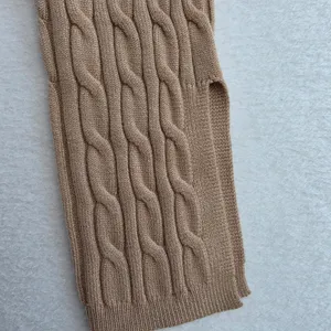 4th & Reckless NWOT 49Y Mocha Tan Cable Knit‎ Maxi Dress Long Sleeve Side Slit M thumbnail 6