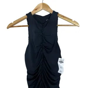 NWT Abercrombie & Fitch Ruched Cutout Bodycon Mini Dress Black Chic Edgy Size S thumbnail 2