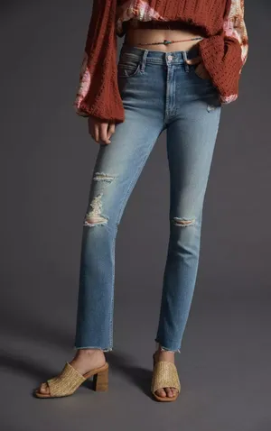 NWT Mother Mid Rise Dazzler Ankle Fray in Weekend Kitten Stretch Jeans 26 thumbnail 1