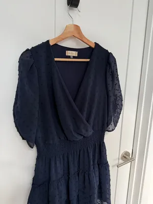 Altar'd State Navy Swiss Dot Surplice Mini Dress thumbnail 3