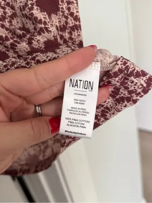 Nation LTD Judith Tee Ikat Floral Notch Neck Puff Sleeve Top‎ Mauve Top thumbnail 5
