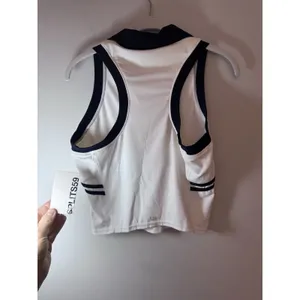 Splits59 Austin Airweight Crop Polo Top Women's Size M White Navy Athleisure NWT thumbnail 13