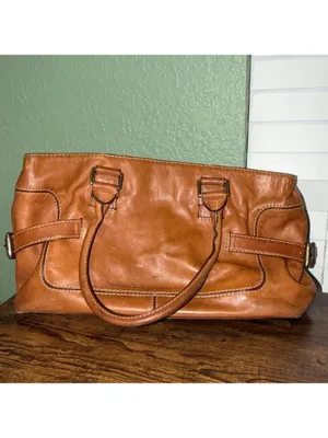 Vintage Michael Kors Leather Saddlebag Bag Purse weekend luggage vacation travel thumbnail 6