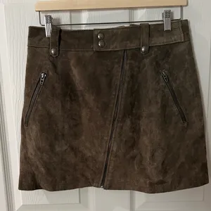 Blank NYC Brown Suede leather Zip-Front Mini Skirt 29 thumbnail 1