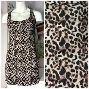 Cheetah Leopard Animal Print Slinky Slip Mini Dress Women’s Large thumbnail 3