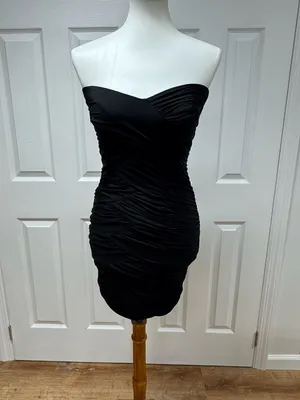 Olga & Maya Black Strapless‎ Ruched Mini Dress - Size S - NEW Without Tags. thumbnail 5