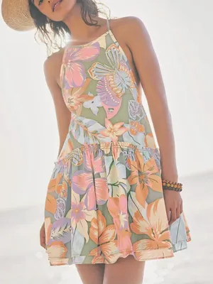 Free people Floral Print Drop Waist Mini Backless Dress(Size XS) thumbnail 1