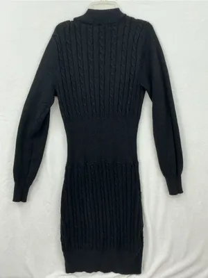 Elegant Black V-Neck Long Sleeve Sheath Dress 1197 thumbnail 2