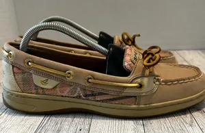 Sperry Top Sider Boat Shoes Angelfish Pink Plaid Leather Women’s Size 7.5M thumbnail 1