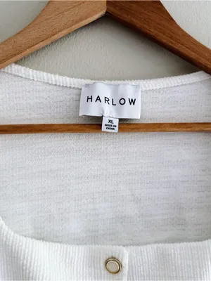 Harlow White Square-Neck Boucle Co-Ord Button Front Short Sleeve Top Women’s XL thumbnail 3