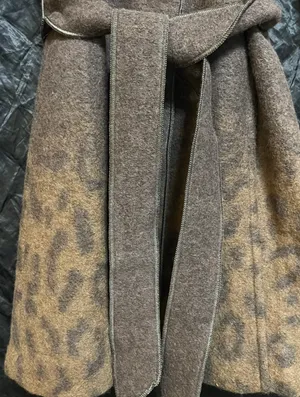 Women’s TRIBAL Wool Blend Coat: brown with Jaguar Print Size:4 thumbnail 2
