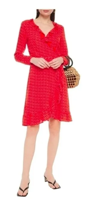 Cecilie Copenhagen Jolene ruffled printed crepe wrap dress thumbnail 1