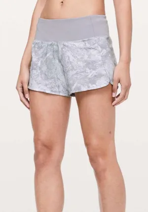Lululemon Run Times 4” Shorts II in Washed Marble Alpine White Silverscreen thumbnail 1