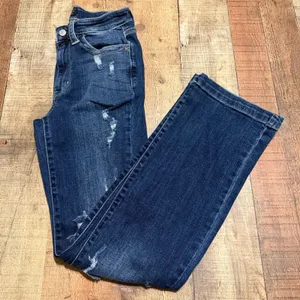 Judy Blue Women's Dark Denim Distressed Boot Cut Jeans Sz 1/25 Western Boho thumbnail 1
