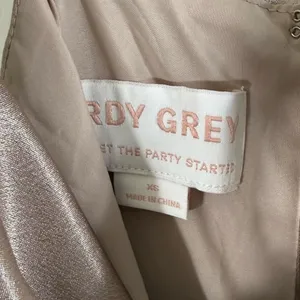 NWT Birdy Grey Lydia Bridesmaid Dress Shiny Satin Taupe XS thumbnail 5