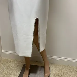 New Likely White Dressy MIDI Dress Lined with beaded trim size 10 thumbnail 4