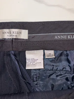 Anne Klein Wool Blend Charcoal Pinstripe Wide Leg Dress Pants 14 thumbnail 9