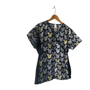 Disney Mickey Print Medical Scrub Top Medium thumbnail 2