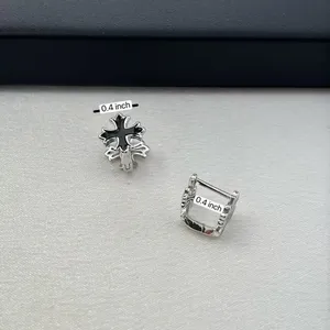 Small Cross Hoop Earrings for Men Women Streetwear Hip Hop Punk Unisex Style thumbnail 4