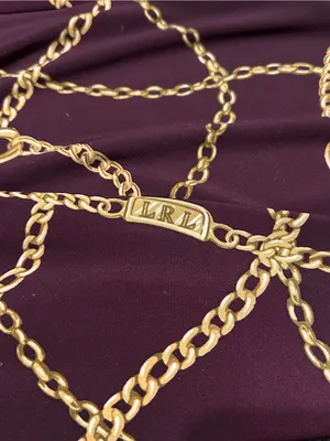 Lauren Ralph Lauren Women’s Size 6 Burgundy Gold Chain Link Print Sheath Dress thumbnail 5