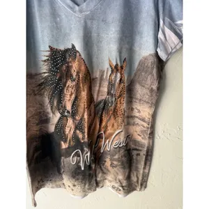 Big Bang USA Wild West Horses Rhinestone V Neck Western Women's‎ Size Medium thumbnail 5