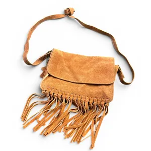 H&M leather suede fringe crossbody bag purse Bohemian Western Festival tassel thumbnail 4