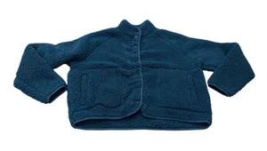 Dip Women’s Blue Fuzzy Sherpa Fleece Jacket, Snap Closure, Size Large thumbnail 1