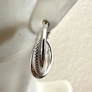 Silver tone small twisted hoop earrings thumbnail 3