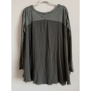 Free People We The Free TT Special Tee Crop Draping Long Sleeve Thermal Top Sz M thumbnail 7