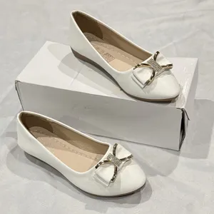 New Women’s White Golden leather Flat Heel Comfort Shoes Pumps Casual Slip thumbnail 11