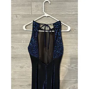 VTG BLONDIE and ME EVENING, Size 9/10,‎ Blue Sparkle/Lined Dress w/Sequins. Mesh thumbnail 3