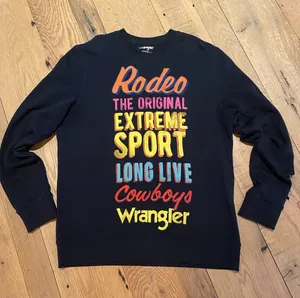 Wrangler Organic Cotton Crew Graphic Western Rodeo Cowboys Sweatshirt Size M thumbnail 1