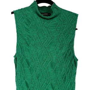 House of Harlow Green Textured Mock Neck Sleeveless Bodycon Midi Dress Size XS thumbnail 6