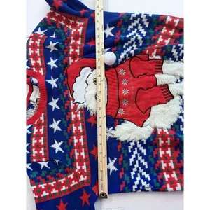 Jolly Sweaters Women's XL Blue/Red Ugly Christmas‎ Sweater Furry Cat Persian thumbnail 5