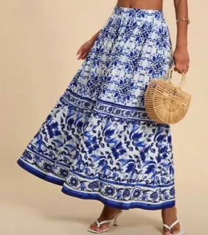 Long skirt Blue Size L thumbnail 1