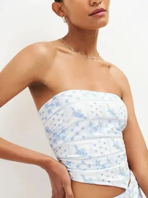 Reformation Dillon Blue and White Top Size XS/0 (Runs Large) - Like New thumbnail 1