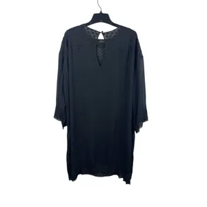 Wilfred Aritzia Black Embroidered Shift Dress L Sheer Lace Yoke Cover Up thumbnail 3