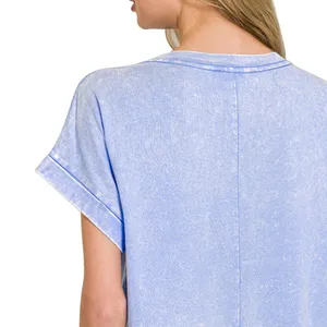 Zenana Washed Exposed‎ Seam Short Sleeve T-Shirt Dress thumbnail 3