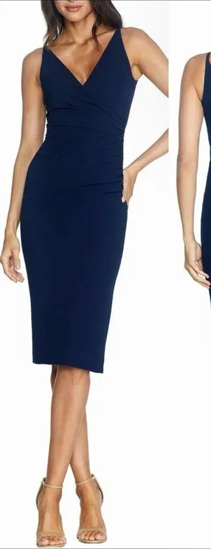 NWOT Dress the Population Anita Crepe Cocktail Dress navy blue S thumbnail 1