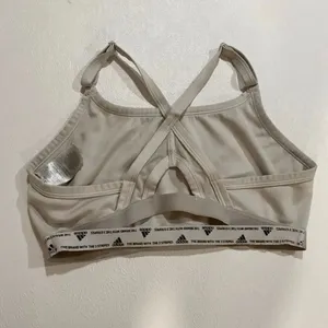 Adidas Sports Bra Beige Tan Logo Strappy Back Size L thumbnail 3