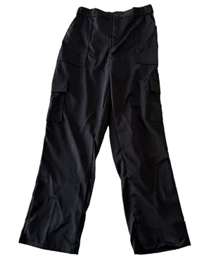 Women's Pull On Snap Waist Black Cargo Style Lightweight Pant Size L #26072 thumbnail 1