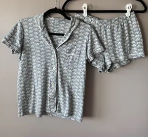 Roller Rabbit Women Hathi Elephant Print Polo Shorts Pima Cotton Pajama Set XS thumbnail 1