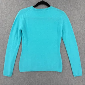 Quinn Cashmere Turquoise Blue Crew Neck Long Sleeve Sweater Luxury Lightweight thumbnail 2