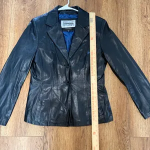 Wilsons Leather Pelle Studio Black Blazer Jacket Womens‎ M Chic Biker 90s thumbnail 7