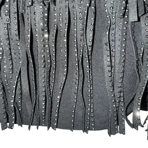 EFFORDRAM Black Faux Suede‎ Front With Rhinestones Halter Top NWOT Size Medium thumbnail 6