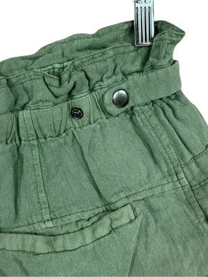 Free People Topanga High-Waist Paperbag Shorts Green Linen Cotton SIZE M MEDIUM thumbnail 4