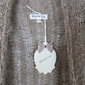 Y2k Miracle City Taupe Open Knit Fringe Longline Duster Cardigan Small Medium thumbnail 4