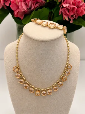 Anthropologie Statement Stone Necklace in Citrine thumbnail 7