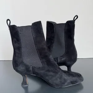 Sam Edelman Women’s Lani Terrazzo Black Suede Square Toe Chelsea Boot Size 7 thumbnail 4