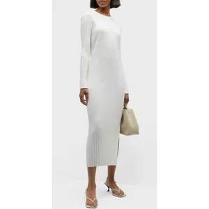 FRAME Ribbed Off White Long Sleeve Midi Sweater Dress Size XXS thumbnail 7